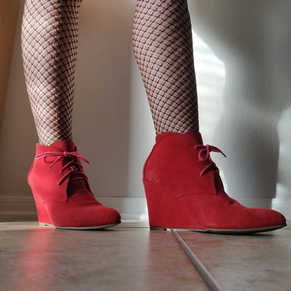 Nordstrom Envy Red Suede Ankle Boots